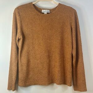 Vintage Gloria Lance Marigold Shirred Top M Long Sleeve Made In USA Stretchy